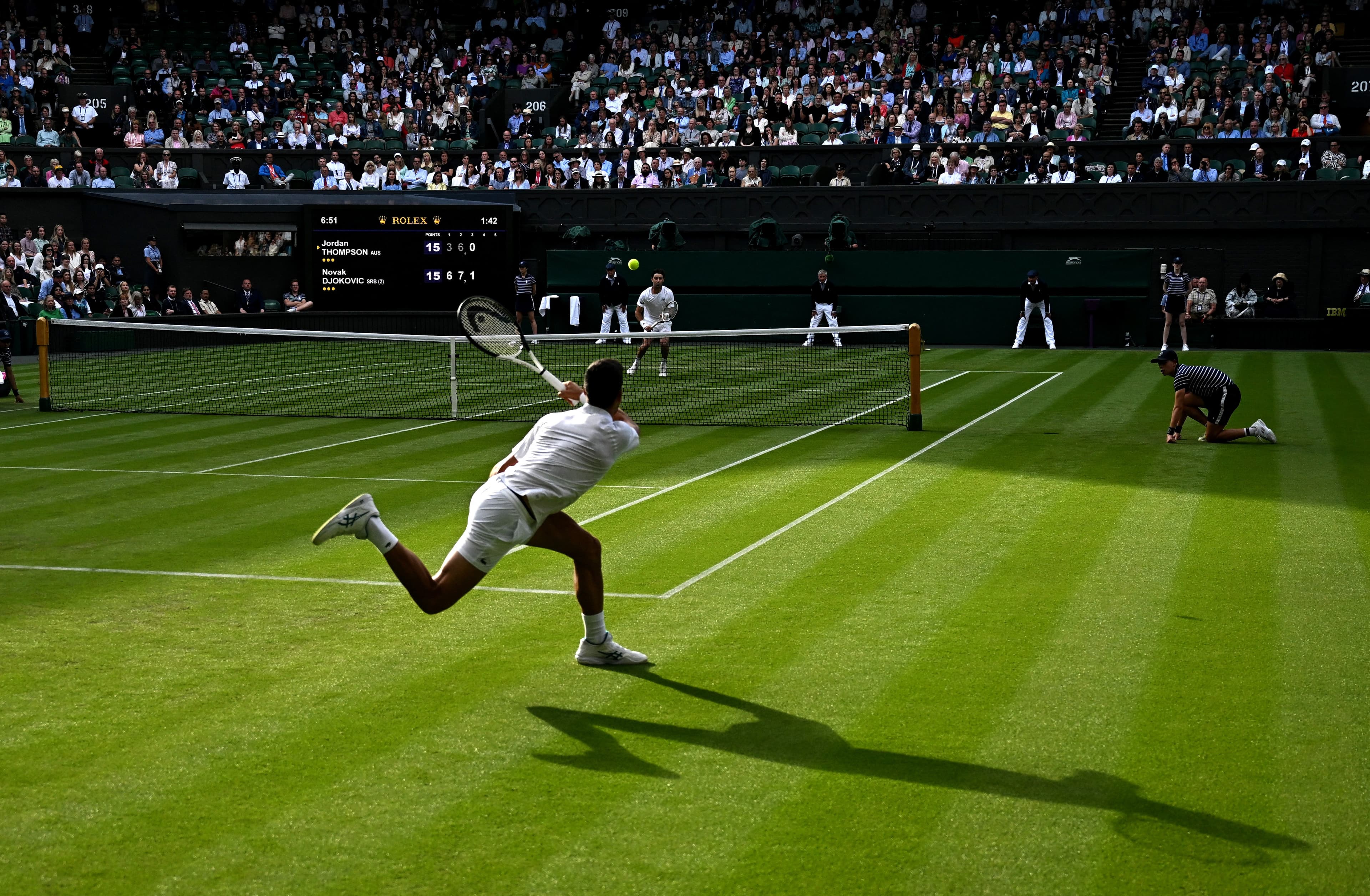 Grass tennis court at a championship venue